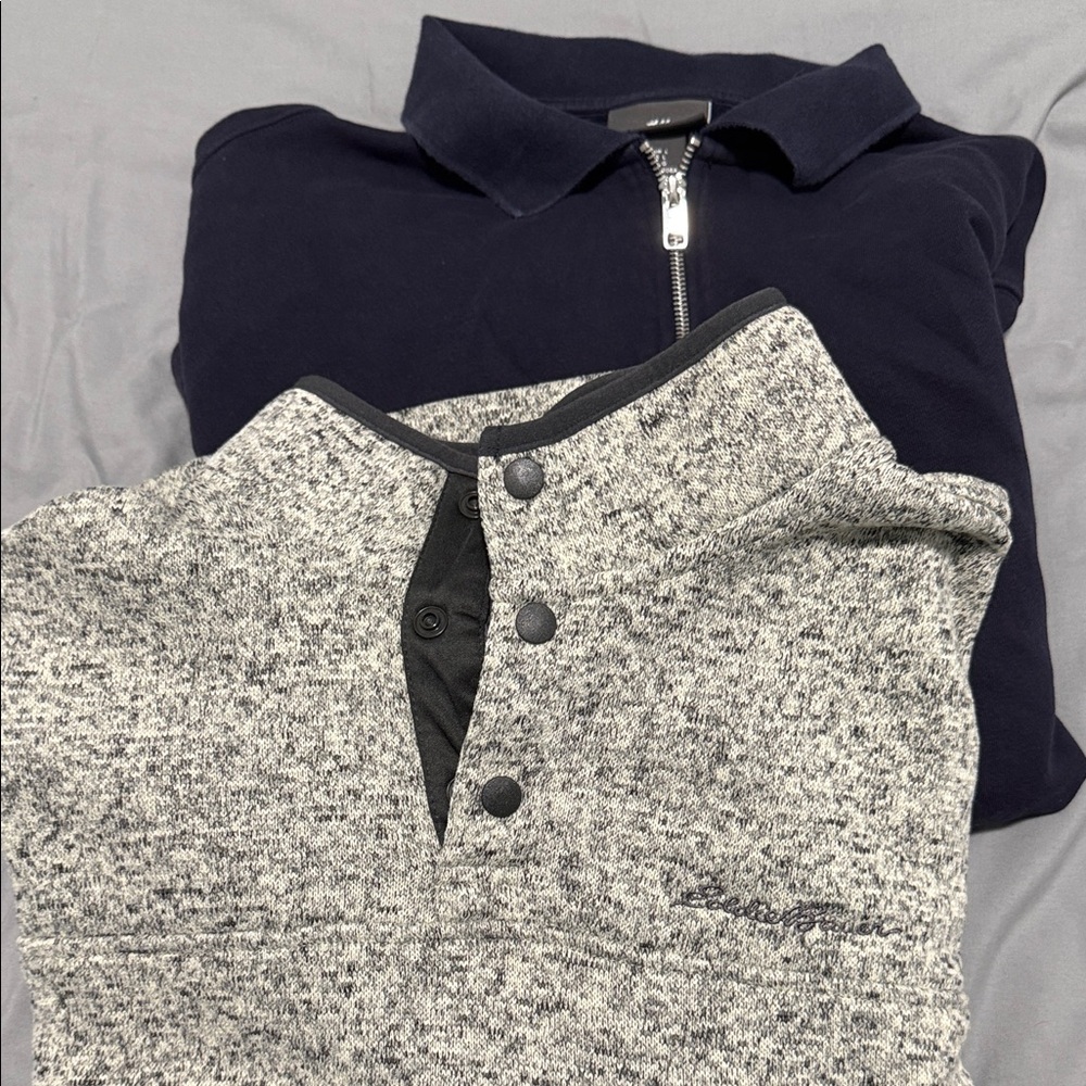 Black and Gray Button-Up Sweater